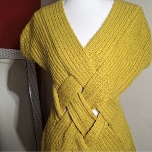 Women’s Mustard Yellow Knit Wrap Sweater